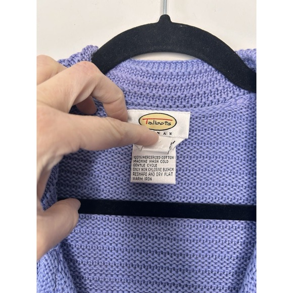 Talbots Woman Mercerized Cotton Blue Cardigan Sweater Button Down Plus Size 1X - Picture 4 of 7